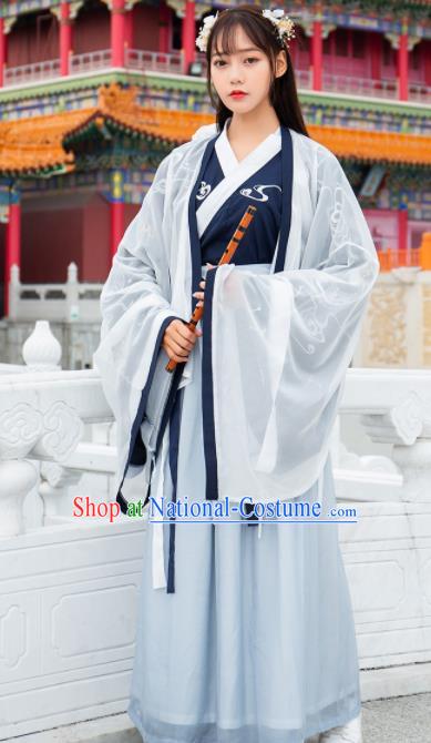 Ancient Chinese Jin Dynasty Historical Costumes Nobility Lady Embroidered Hanfu Dress for Women