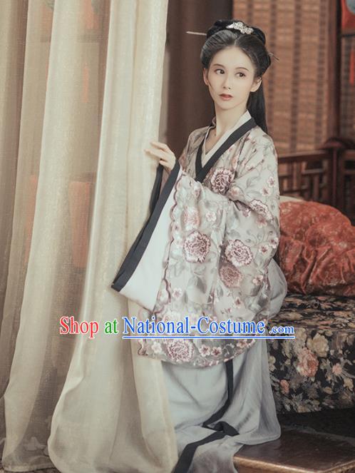 Chinese Ancient Palace Lady Hanfu Han Dynasty Imperial Concubine Queen Embroidered Historical Costumes