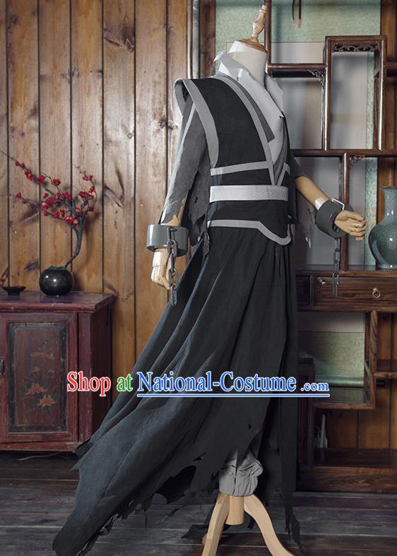 Chinese Traditional Cosplay Nobility Childe Costumes Ancient Swordsman Black Clothing for Men