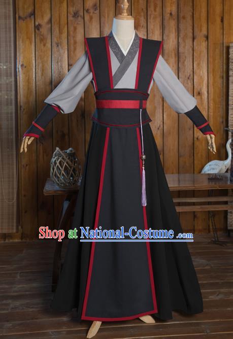 Chinese Traditional Cosplay Nobility Childe Black Costumes Ancient Swordsman Clothing for Men