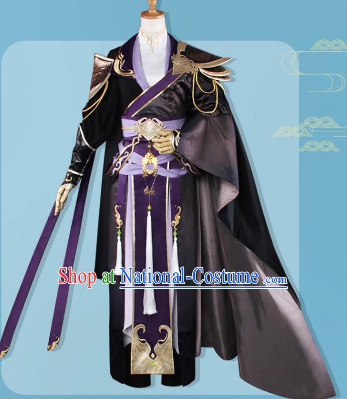 Chinese Traditional Cosplay Assassin Swordsman Black Costumes Ancient Nobility Childe Clothing for Men