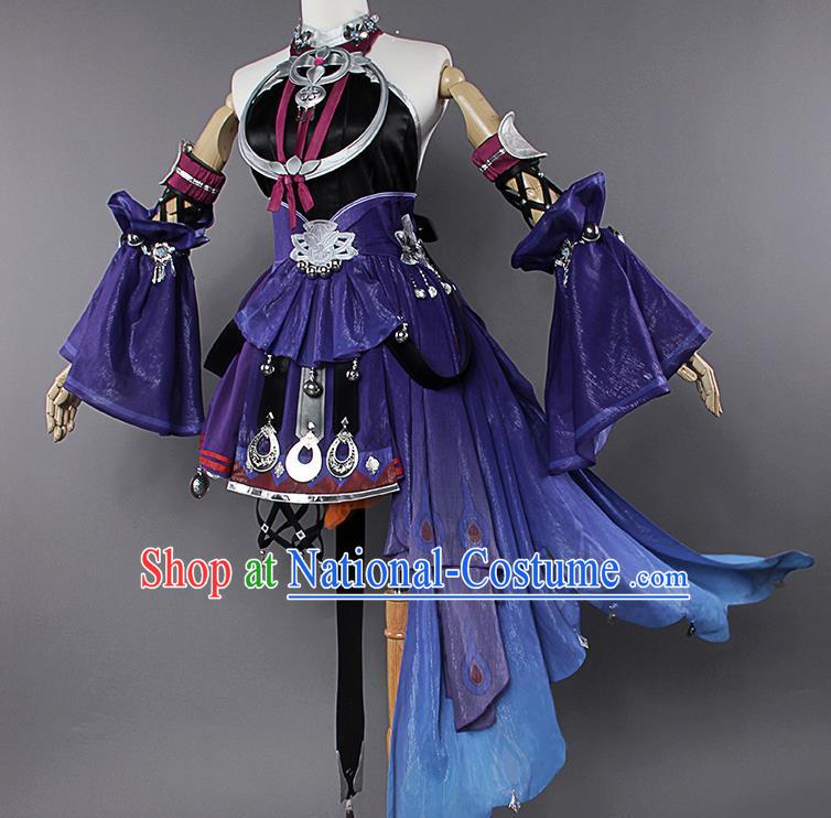 Chinese Traditional Cosplay Kung Fu Instructor Costumes Ancient Swordswoman Purple Dress for Women