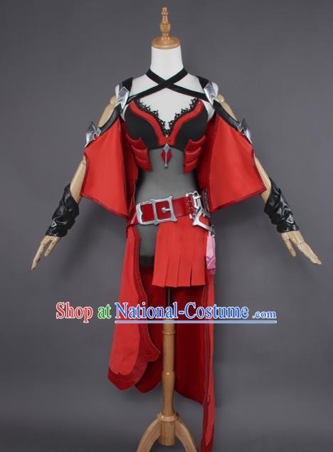 Chinese Traditional Cosplay Knight Costumes Ancient Swordswoman Red Clothing for Women