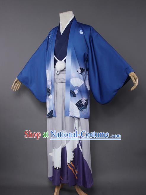 Japanese Traditional Cosplay Knight Costumes Ancient Swordsman Kimono Clothing for Men