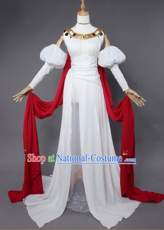 Top Grade Cosplay Princess Costumes Ancient Swordswoman White Dress for Women