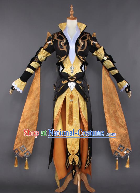 Chinese Traditional Cosplay Swordsman Black Costumes Ancient Female Knight Dress for Women