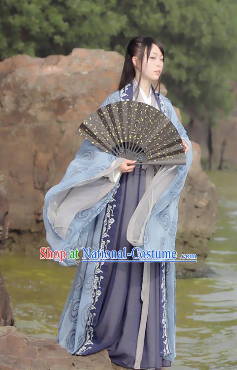 Chinese Ancient Swordswoman Historical Costumes Jin Dynasty Princess Hanfu Dress for Women