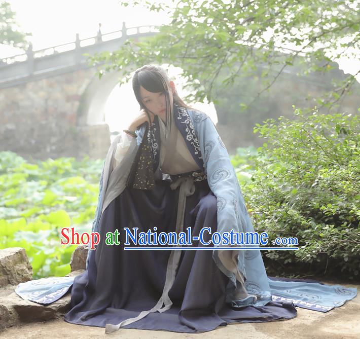 Chinese Ancient Palace Lady Hanfu Han Dynasty Imperial Concubine Queen Embroidered Historical Costumes