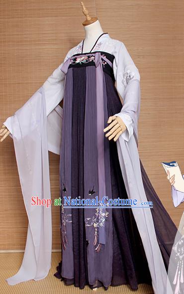 Top Grade Chinese Cosplay Princess Costumes Ancient Tang Dynasty Palace Lady Purple Dress for Women