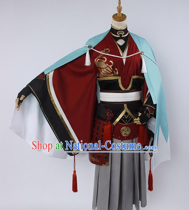 Chinese Traditional Cosplay Knight Red Costumes Ancient Swordsman Clothing for Men