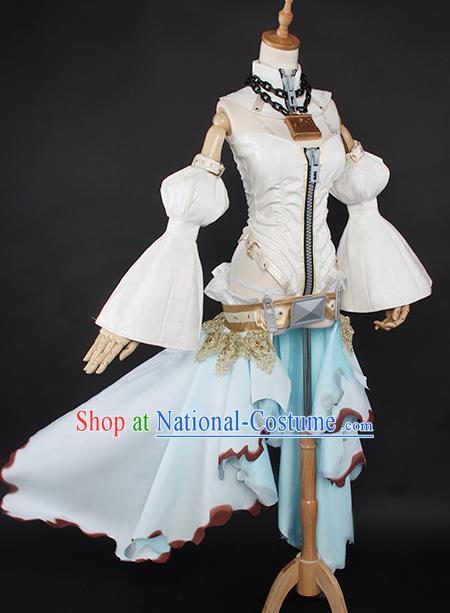 Top Grade Cosplay Princess Costumes Ancient Swordswoman White Dress for Women