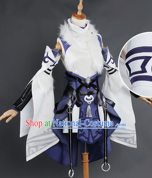 Top Grade Chinese Cosplay Costumes Ancient Swordswoman Purple Dress for Women