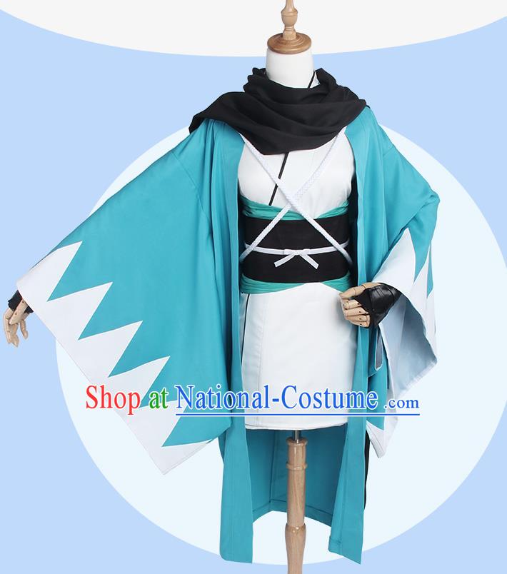 Chinese Traditional Cosplay Costumes Ancient Swordsman Blue Clothing for Men