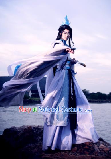 Top Grade Chinese Ancient Cosplay Nobility Childe Swordsman Costumes for Men