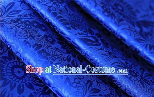 Asian Chinese Traditional Pattern Fabric Royalblue Brocade Silk Fabric Material