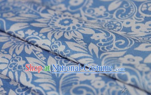 Asian Chinese Traditional Pattern Fabric Blue Brocade Silk Fabric Material