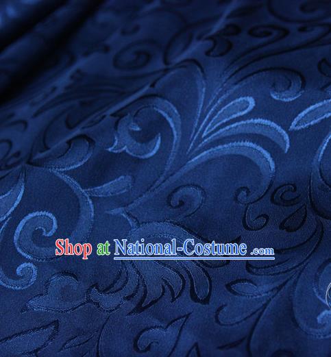 Asian Chinese Traditional Pattern Fabric Navy Brocade Silk Fabric Drapery Material