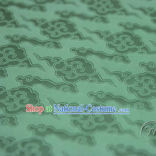 Asian Chinese Traditional Pattern Fabric Ancient Hanfu Green Brocade Silk Fabric Drapery Material