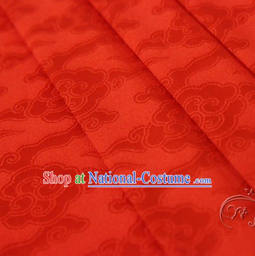 Asian Chinese Traditional Pattern Fabric Ancient Hanfu Red Brocade Silk Fabric Drapery Material