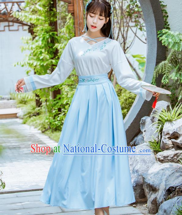 Chinese Ancient Hanfu Dress Ming Dynasty Young Lady Embroidered Costumes for Women