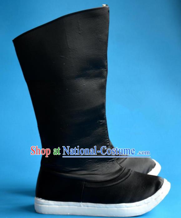 Chinese Traditional Beijing Opera Takefu Shoes Ancient Qing Dynasty Prince Black Boots for Men