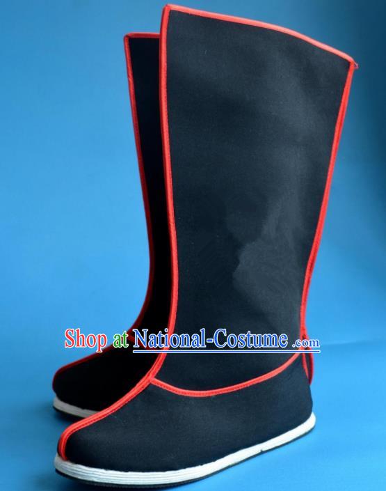 Chinese Traditional Beijing Opera Takefu Cloth Shoes Ancient Swordsman Black Boots for Men