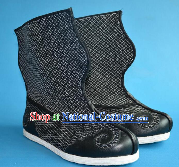 Chinese Traditional Beijing Opera Takefu Cloth Shoes Ancient Qing Dynasty Warrior Boots for Men