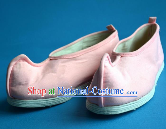 Chinese Ancient Handmade Cloth Shoes Traditional Han Dynasty Princess Shoes Embroidered Pink Shoes for Women