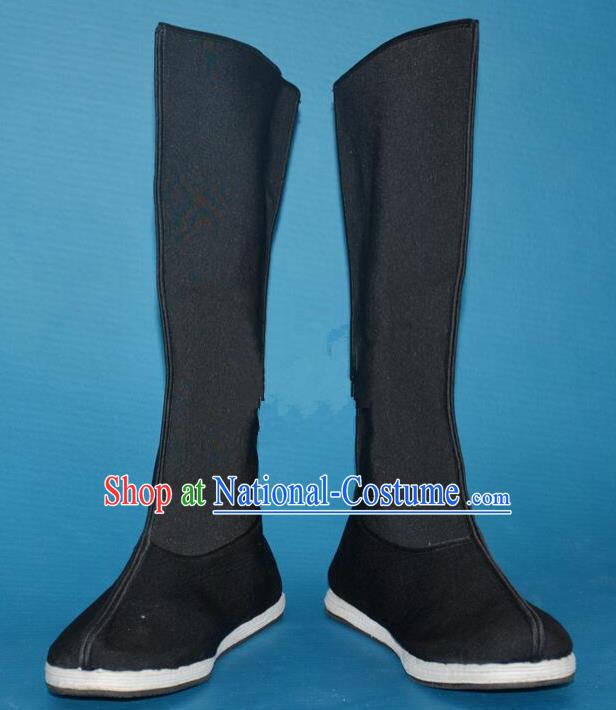 Chinese Traditional Beijing Opera Shoes Ancient Song Dynasty Swordsman Black Boots for Men