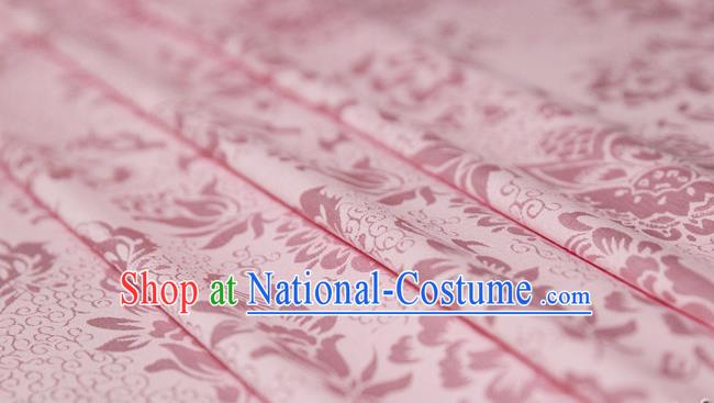 Asian Chinese Traditional Pink Silk Fabric Ancient Hanfu Jacquard Brocade Fabric Drapery Material