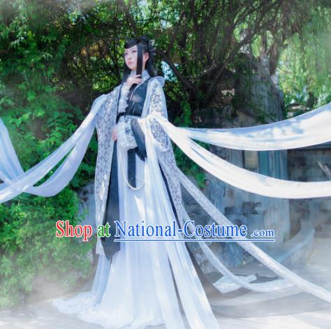 Chinese Ancient Swordswoman Hanfu Dress Jin Dynasty Princess Embroidered Historical Costumes for Women