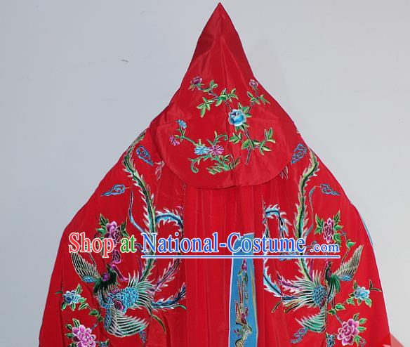 Chinese Traditional Peking Opera Diva Costumes Ancient Princess Embroidered Red Cloak for Women