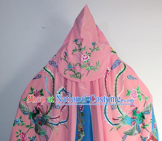 Chinese Traditional Peking Opera Diva Costumes Ancient Princess Embroidered Pink Cloak for Women