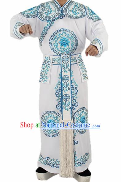 Chinese Traditional Peking Opera Takefu White Costumes Ancient Swordsman Clothing for Men