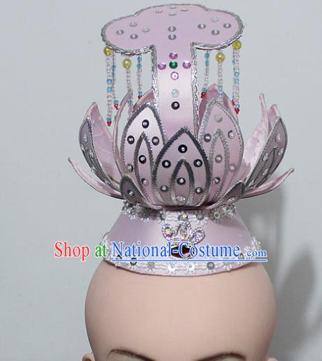 Chinese Traditional Peking Opera Hair Accessories Ancient Prince Pink Lotus Hair Crown Headwear for Men