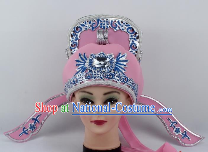 Chinese Traditional Peking Opera Niche Hats Ancient Scholar Pink Hat for Men