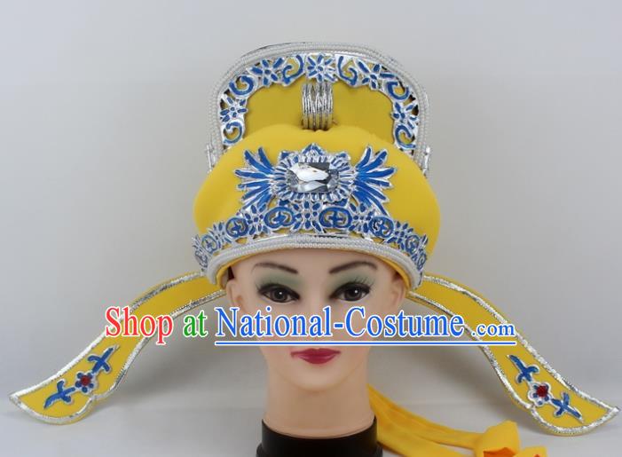 Chinese Traditional Peking Opera Niche Hats Ancient Scholar Yellow Hat for Men