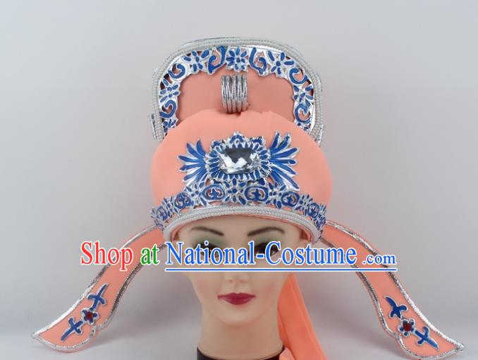 Chinese Traditional Peking Opera Niche Hats Ancient Scholar Orange Hat for Men