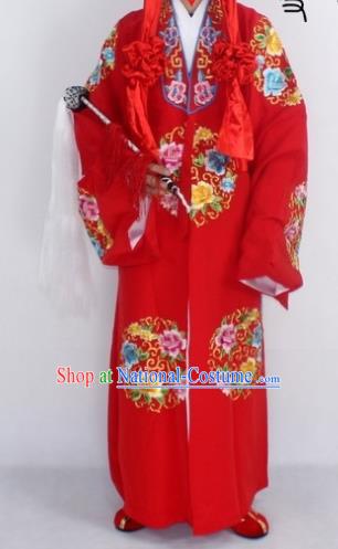 Chinese Traditional Peking Opera Niche Embroidered Robe Ancient Prince Red Costumes for Men