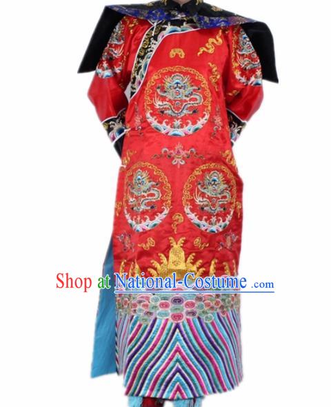 Chinese Traditional Peking Opera Costumes Ancient Qing Dynasty Queen Red Clothing for Women