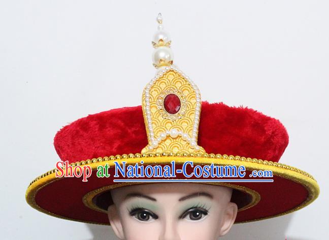 Chinese Traditional Peking Opera Hat Ancient Qing Dynasty Emperor Hat for Men