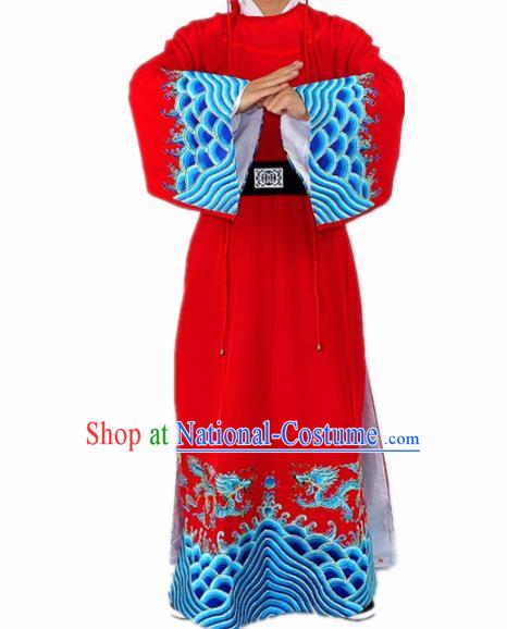 Chinese Traditional Peking Opera Niche Red Robe Ancient Scholar Costume for Men