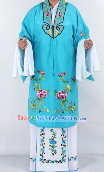 Chinese Traditional Peking Opera Actress Costumes Ancient Nobility Lady Sky Blue Cloak for Women