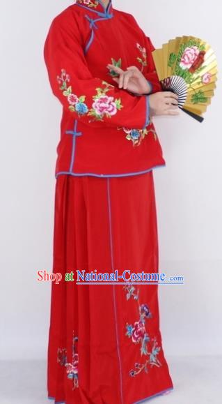 Chinese Traditional Peking Opera Young Lady Costumes Ancient Maidservants Red Dress for Women