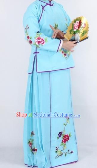 Chinese Traditional Peking Opera Young Lady Costumes Ancient Maidservants Blue Dress for Women