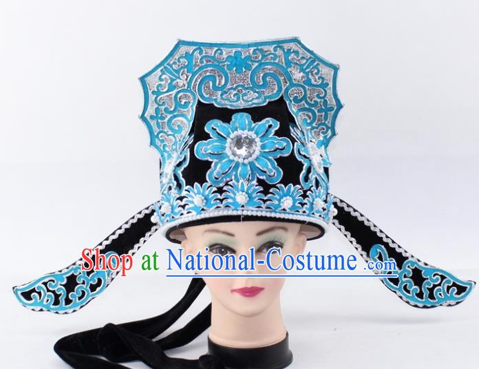 Chinese Traditional Peking Opera Niche Headwear Ancient Scholar Black Hat for Men