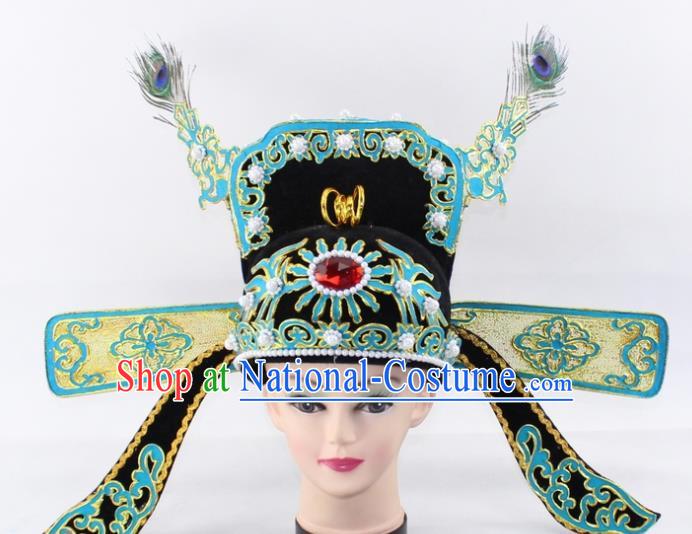 Chinese Traditional Peking Opera Niche Headwear Ancient Scholar County Magistrate Hat for Men