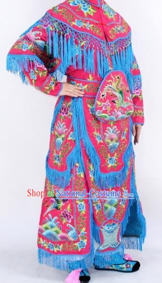 Chinese Traditional Peking Opera Rosy Costumes Ancient Female General Dress for Women