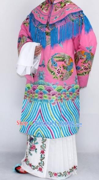 Chinese Traditional Peking Opera Empress Costumes Ancient Queen Pink Embroidered Robe for Women