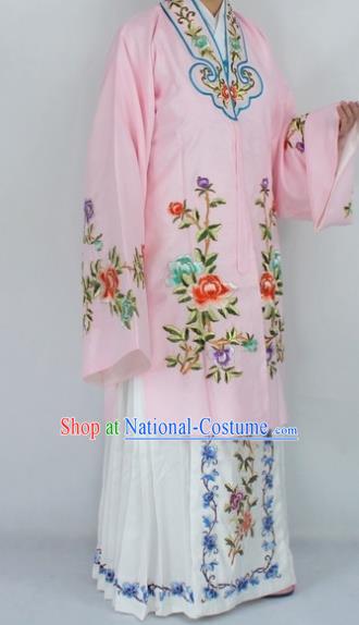 Chinese Traditional Peking Opera Nobility Lady Pink Costumes Ancient Princess Embroidered Cloak for Women